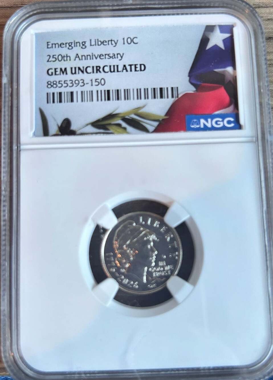 NGC Emerging Liberty 10C 250th Anniversary Gem Uncirculated Coin